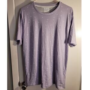 Denim & Flower Ricky Singh T-Shirt Mens M Lavender Purple Seagull Bird Print Tee